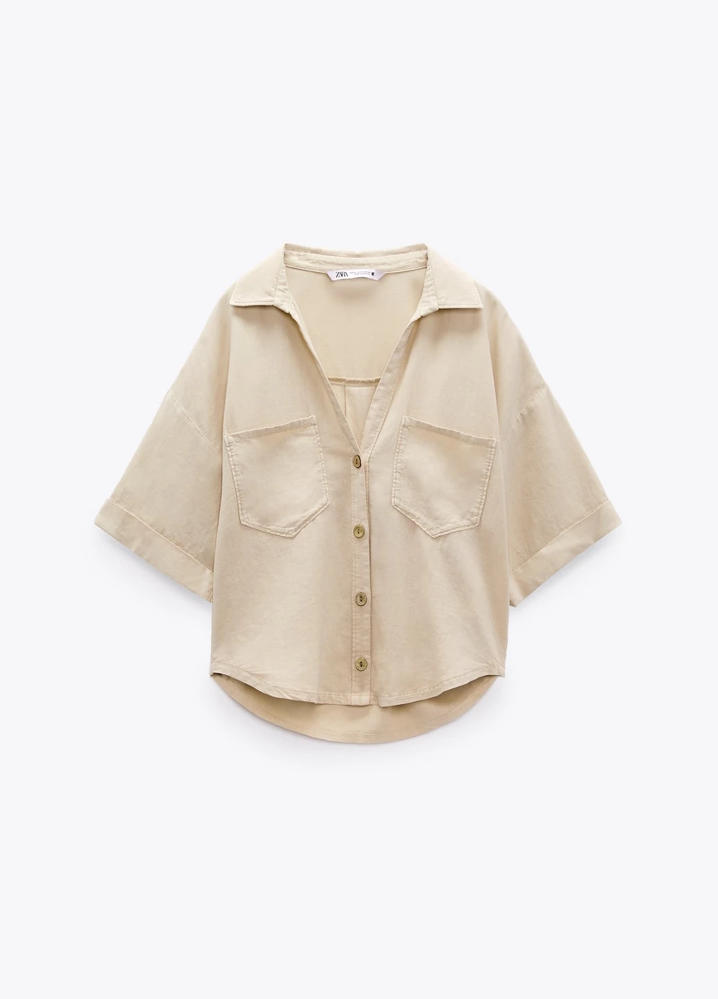Песочная праздничный рубашка однотонная Zara
