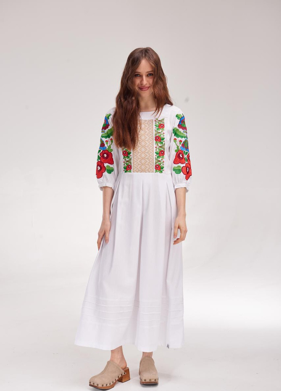 Жіноча вишита сукня "Орися" біла MEREZHKA украинская символика белая кэжуал хлопок