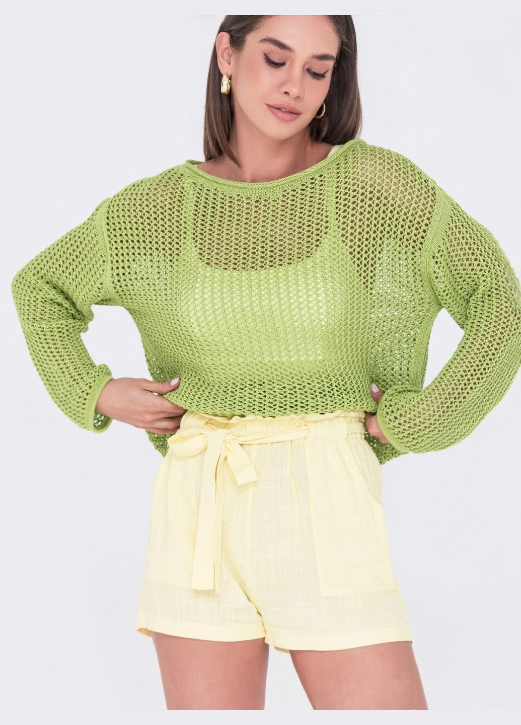 лляні шорти жовтого кольору Dressa (259299763)