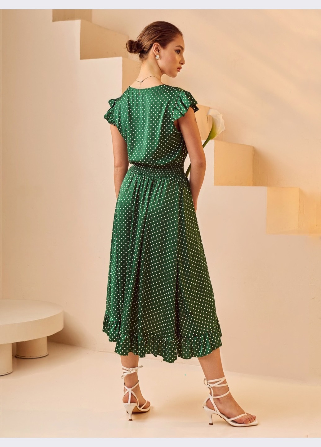 Зелена зелене плаття в горошок Dressa