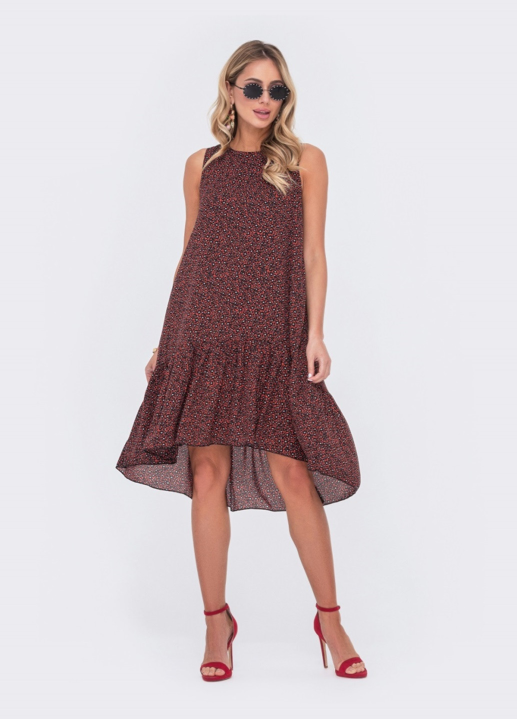 Чорна принтована сукня з бавовняною підкладкою чорна з червоним Dressa