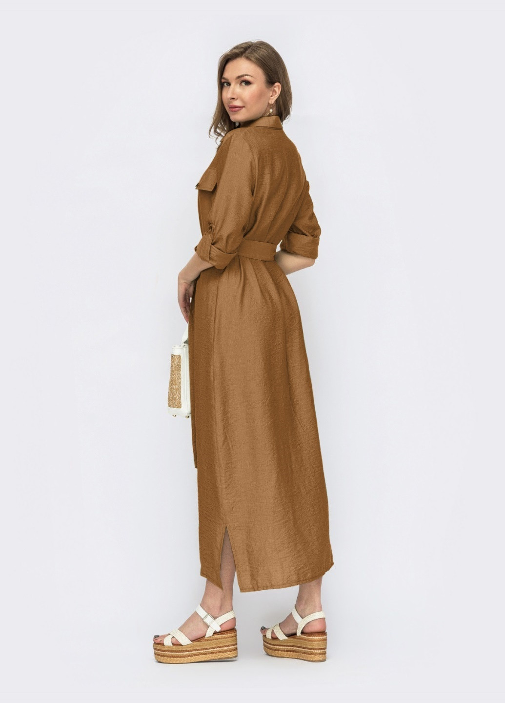 Коричнева коричневе плаття-сорочка з ґудзиками Dressa