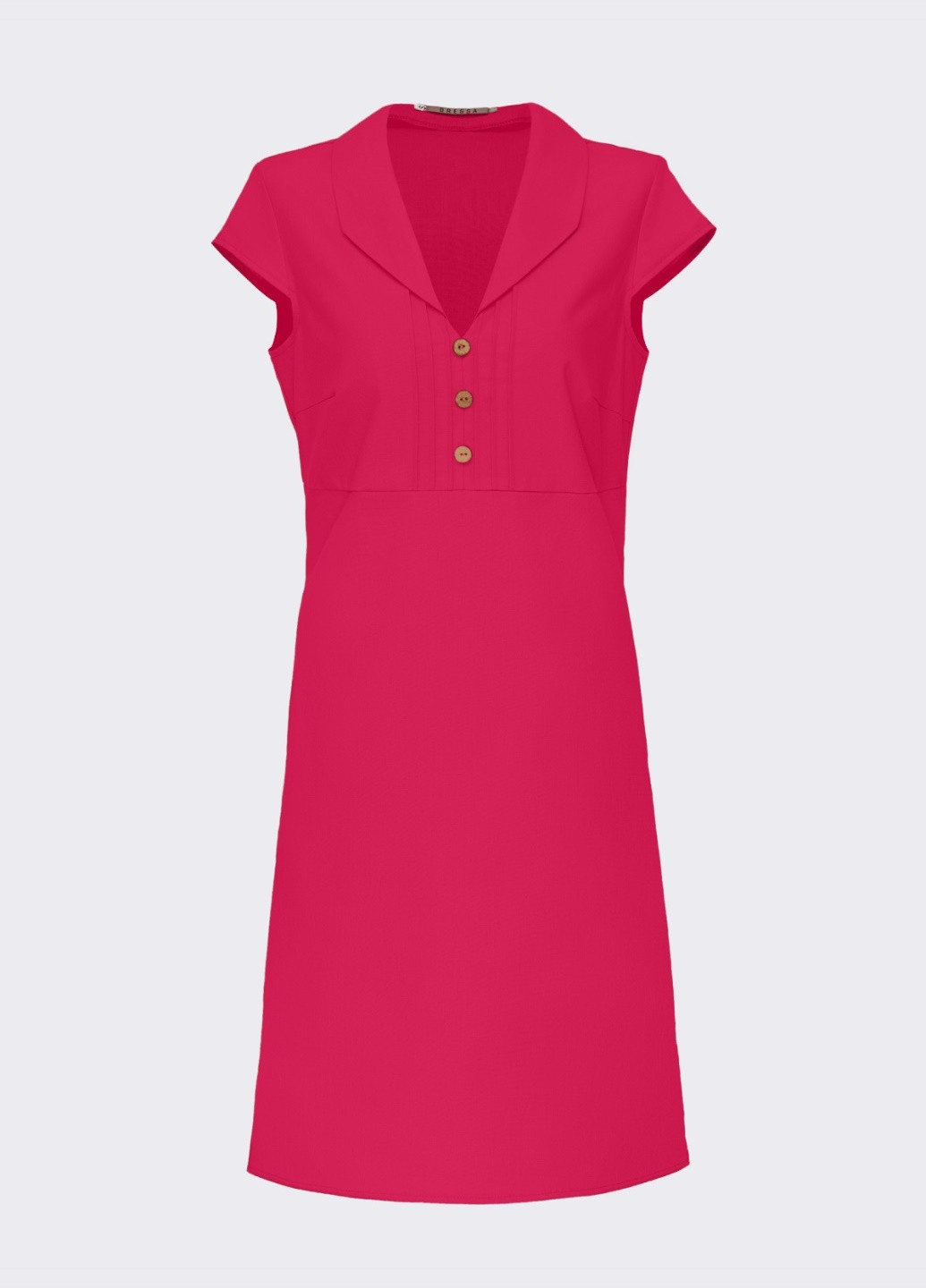 Розовое приталенное платье из льна с рукавом "крылышко" розовое Dressa