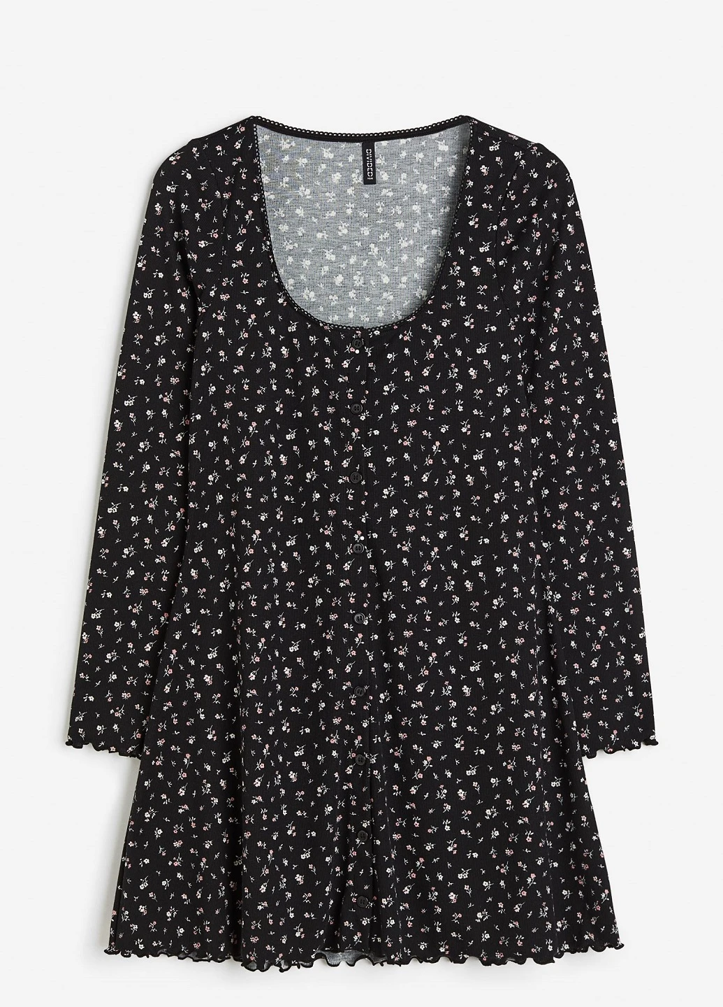 Черное кэжуал платье H&M с цветочным принтом