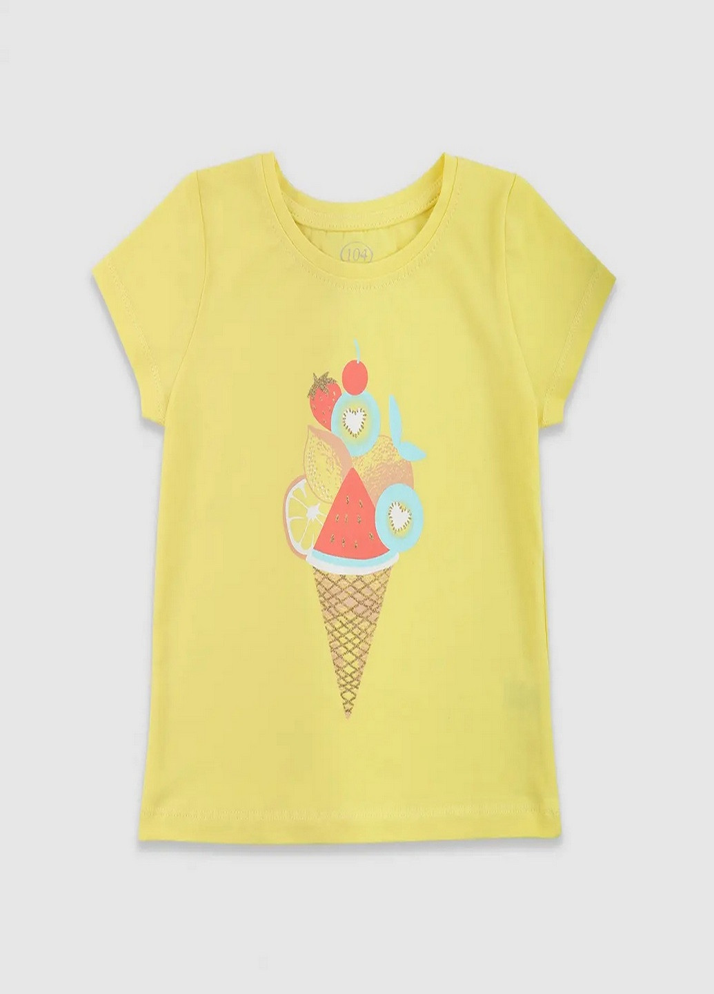 Желтая летняя футболка для девочки Фламинго Текстиль