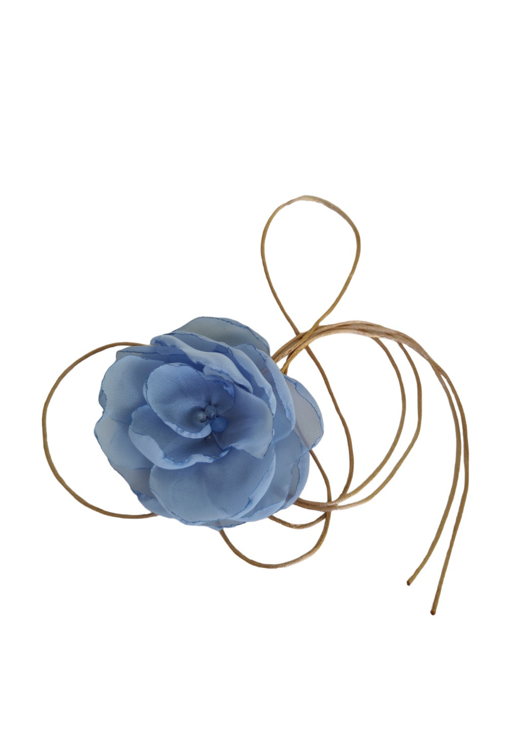 Чокер на шию квітка з трояндою на шнурку ніжно-голубого кольору, прикраса на шию шифонова троянда Ksenija Vitali (259318162)