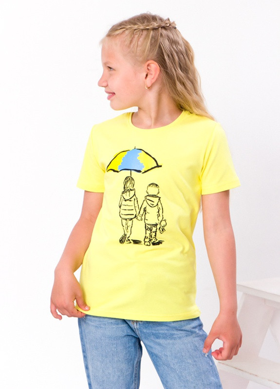 Рожева літня футболка дитяча "україна" жовтий носи своє (6021-036-33у-v1) Носи своє