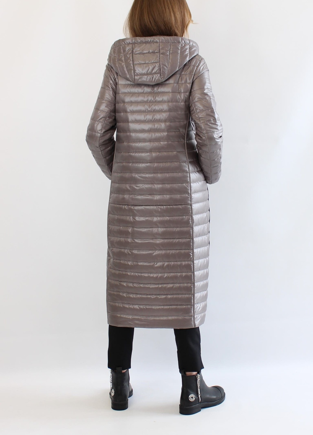 Пудрова демісезонна жіноче довге стьобана пальто fix 46/48/50/54 капучіно сніговим рожевим Fodarlloy