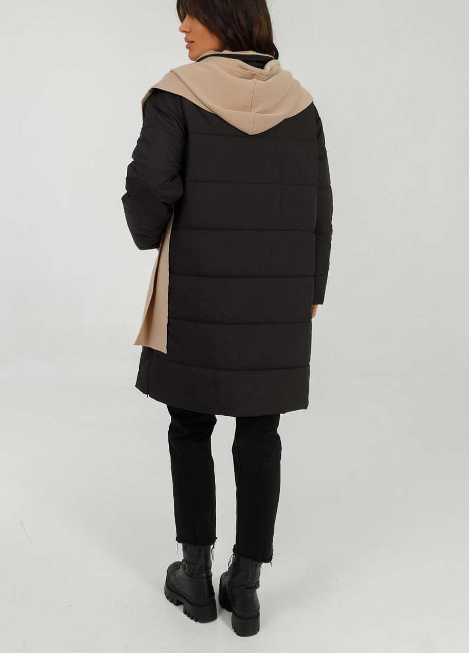 Чорна демісезонна пальто кокон synda l-4xl чорний Snow Owl