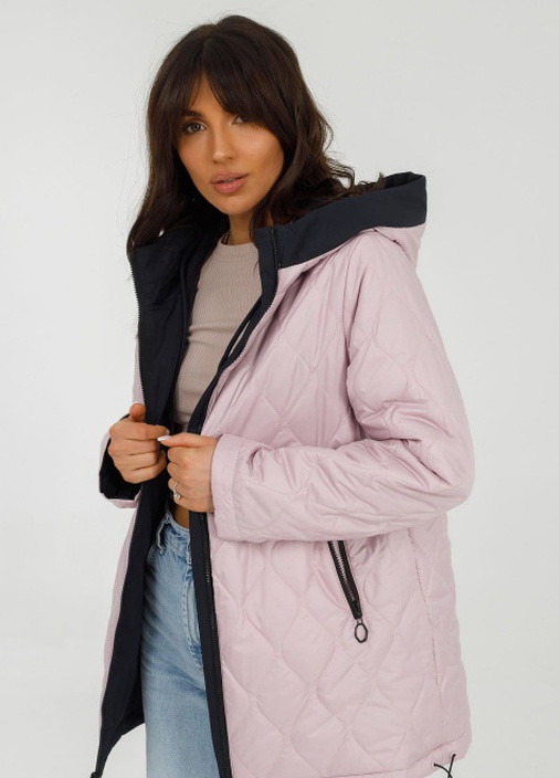 Темно-синя демісезонна двостороння куртка-парка батал 48р janie синій рожевий зифір Lora