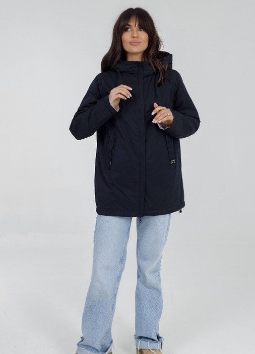 Темно-синя демісезонна двостороння куртка-парка батал 48р janie синій рожевий зифір Lora