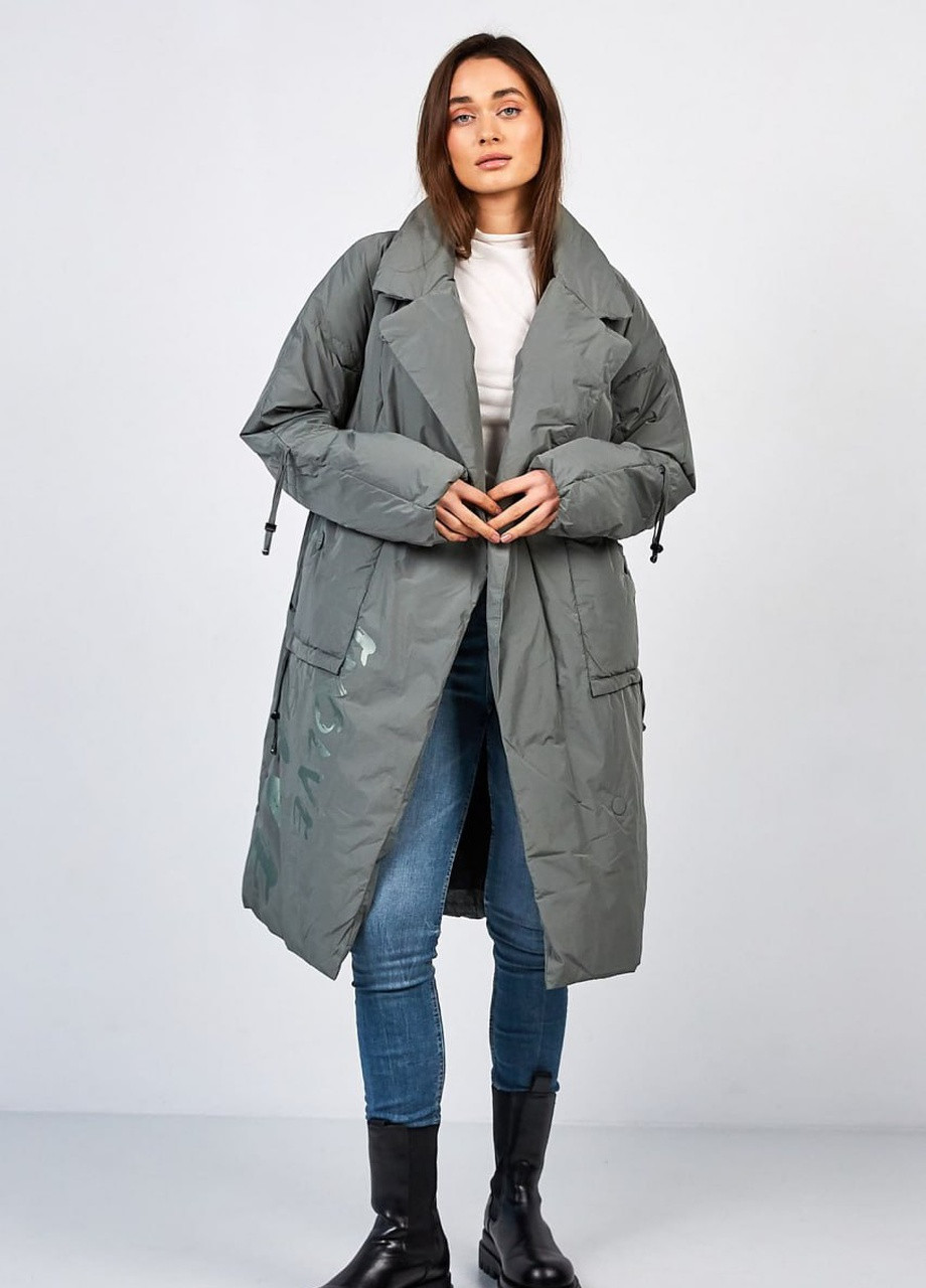 Женский тренч кокон oversize Begonia 46 фисташковый Mishele тренчкот на магниты демисезон (259351522)