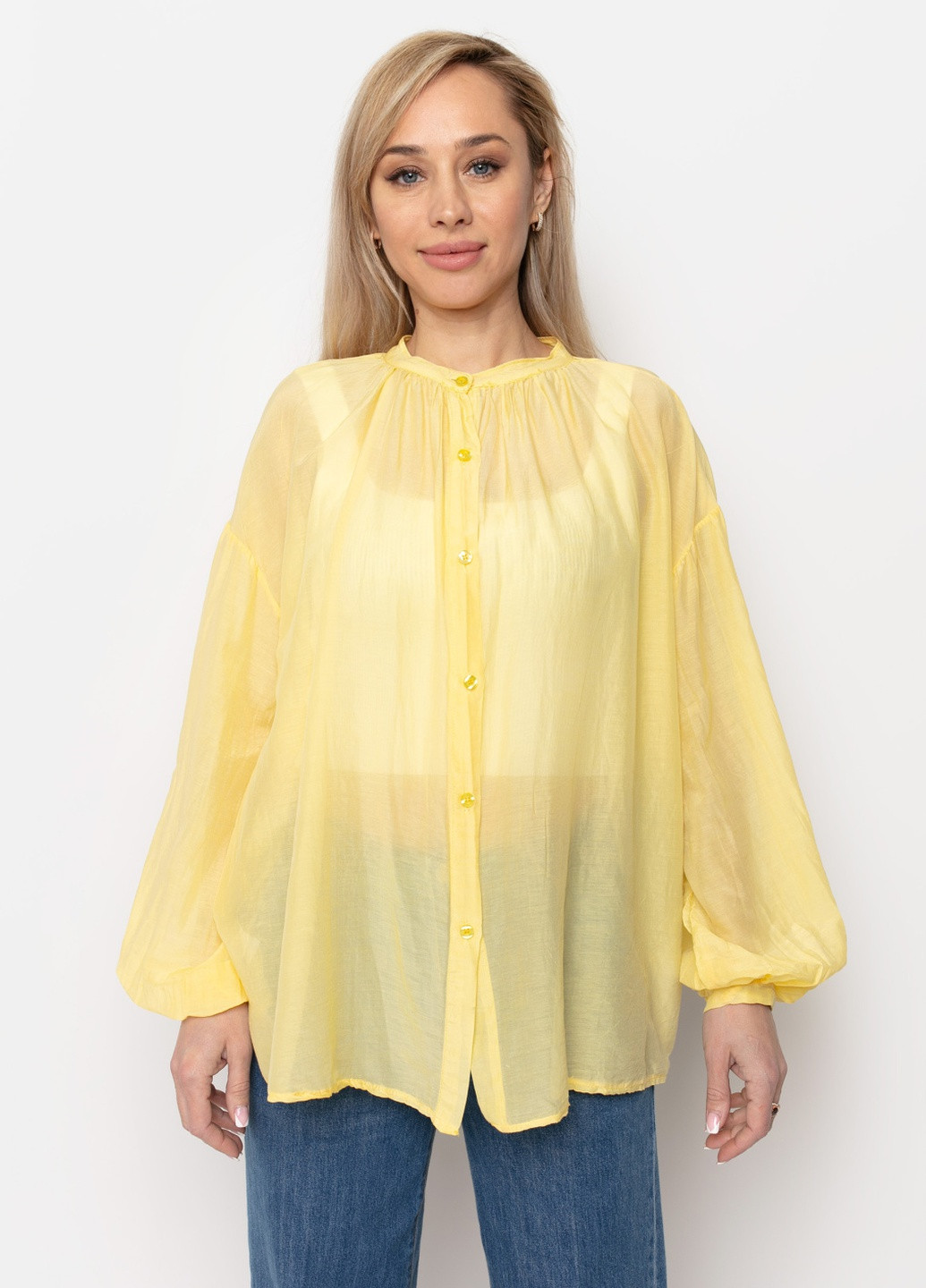 Желтая кэжуал рубашка однотонная Samange