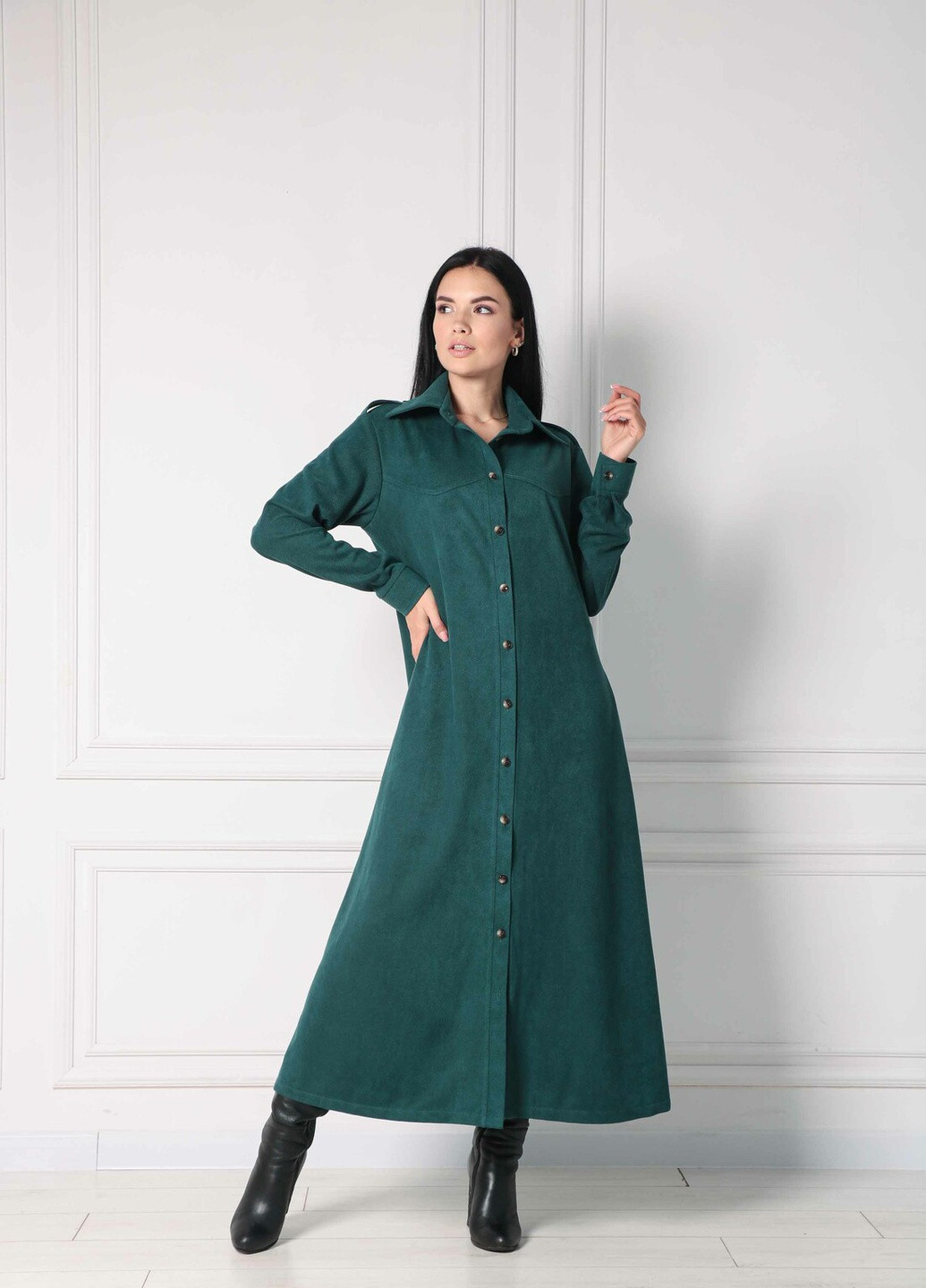 Зеленое кэжуал платье Ри Мари однотонное