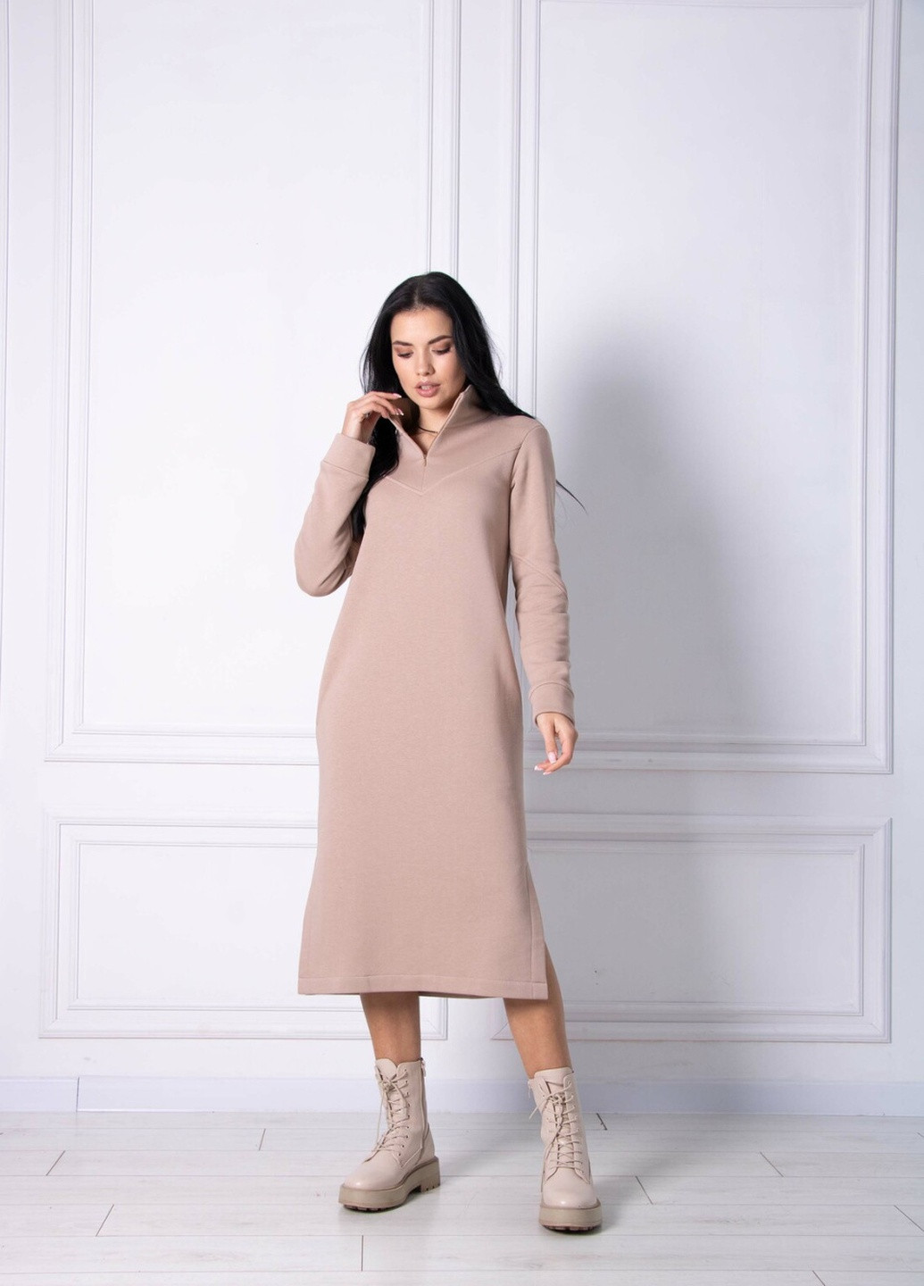 Бежева кежуал сукня Ри Мари однотонна