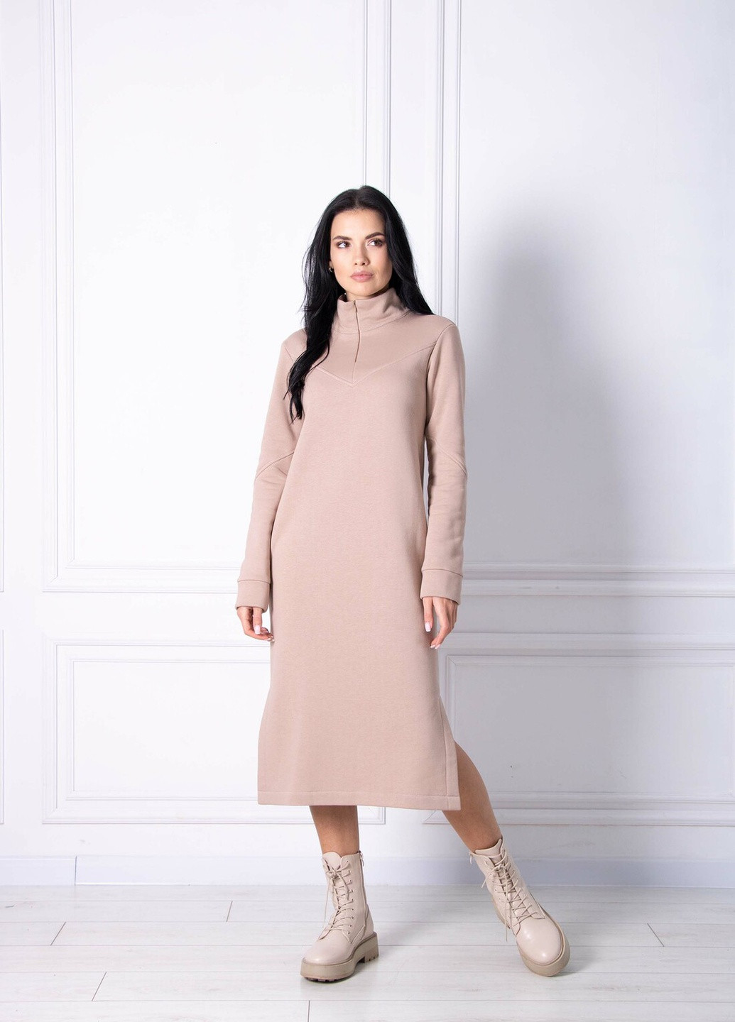 Бежева кежуал сукня Ри Мари однотонна