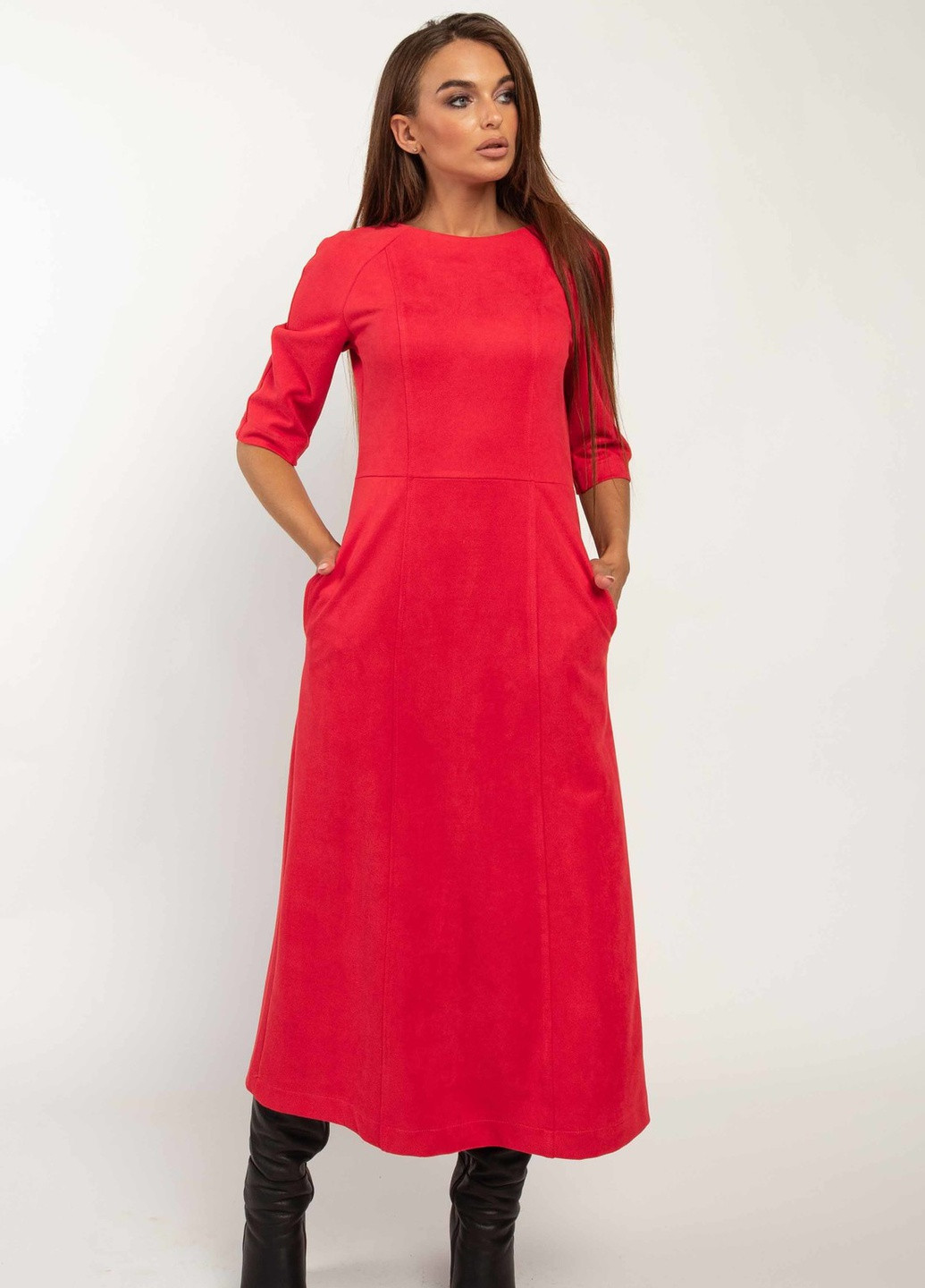 Красное кэжуал платье Ри Мари однотонное