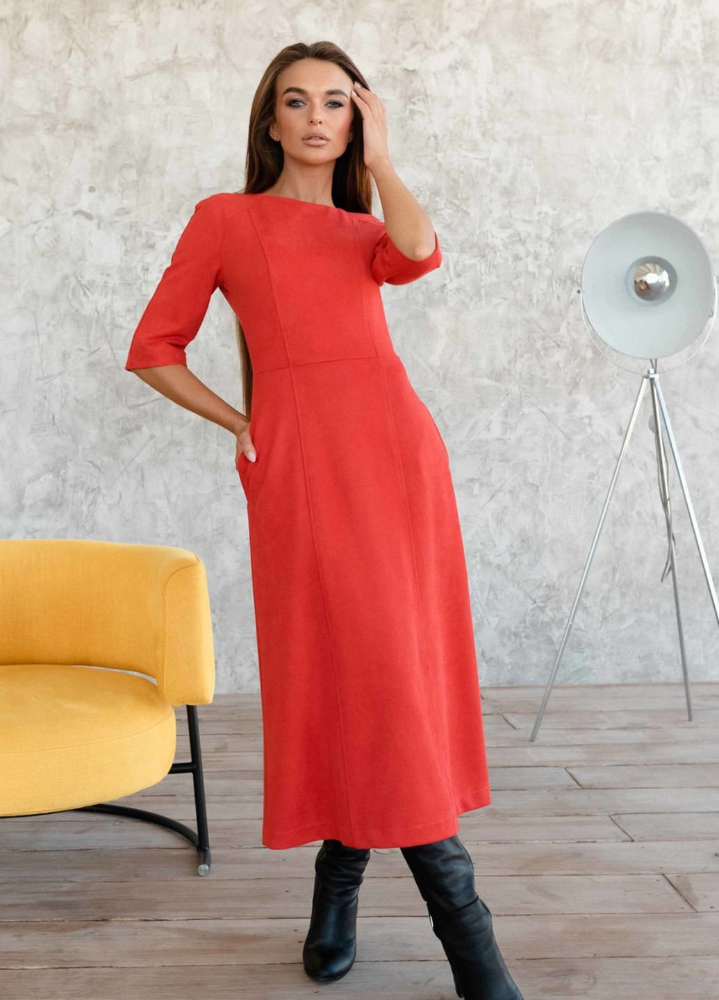 Красное кэжуал платье Ри Мари однотонное