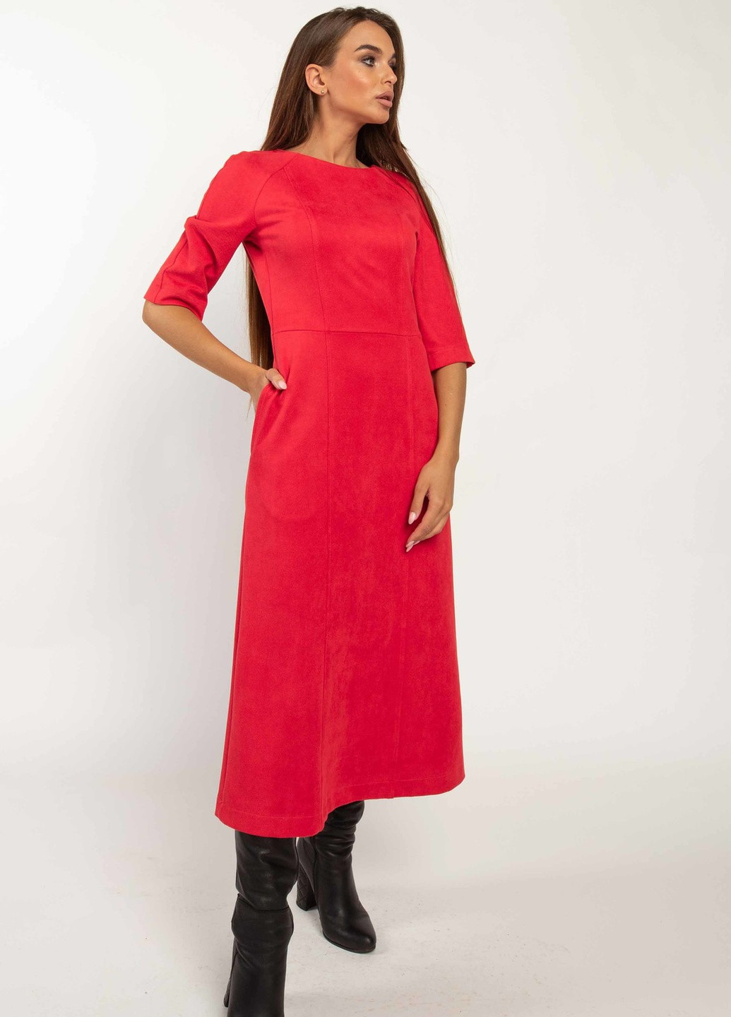 Красное кэжуал платье Ри Мари однотонное
