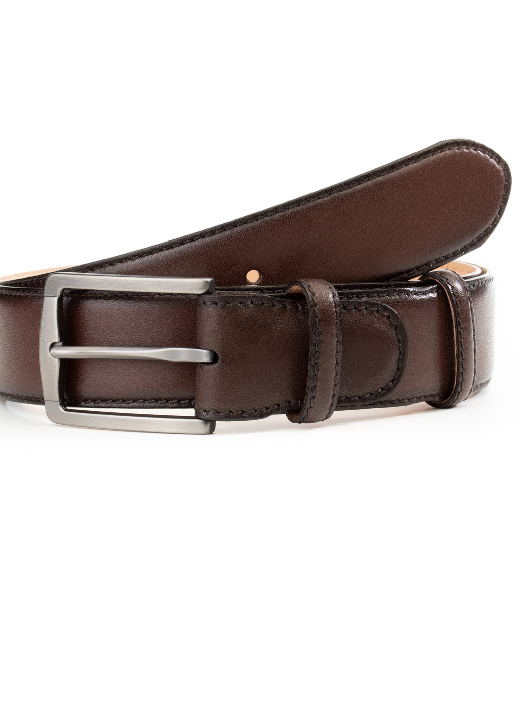 Ремень из натуральной кожи Caro темно-коричневый Krago (259368574)