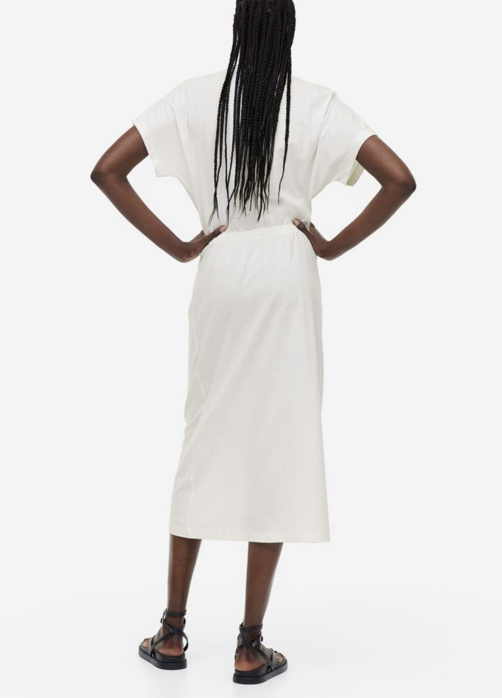 Бежевое кэжуал трикотажное платье H&M однотонное