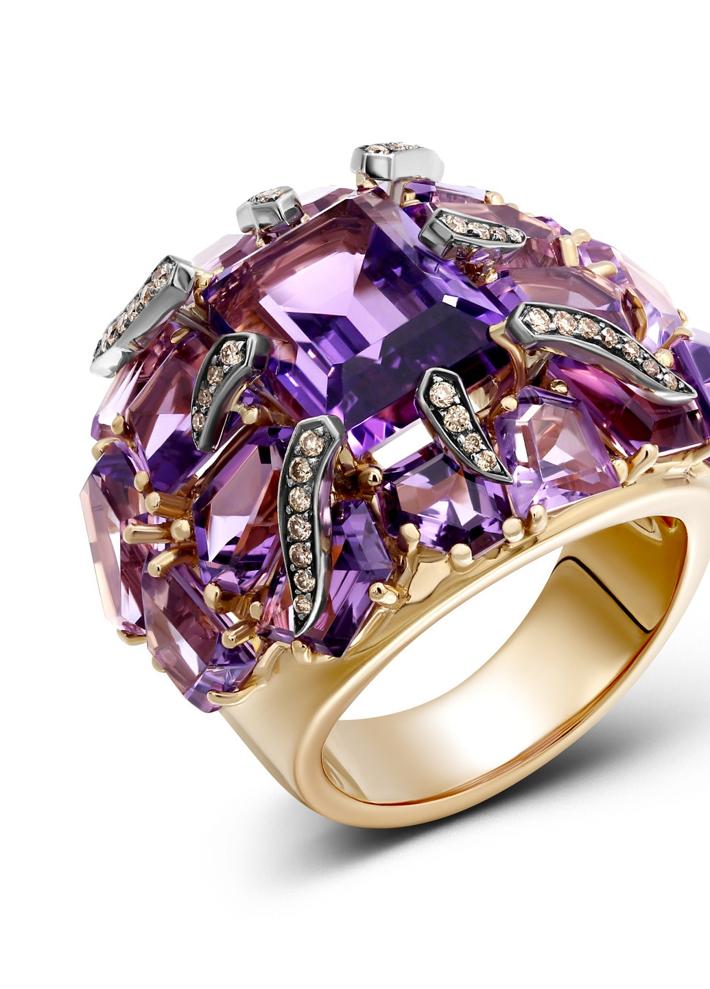 Кольцо с бриллиантами и аметистами в розовом золоте 1-162 138 Zarina (259371672)