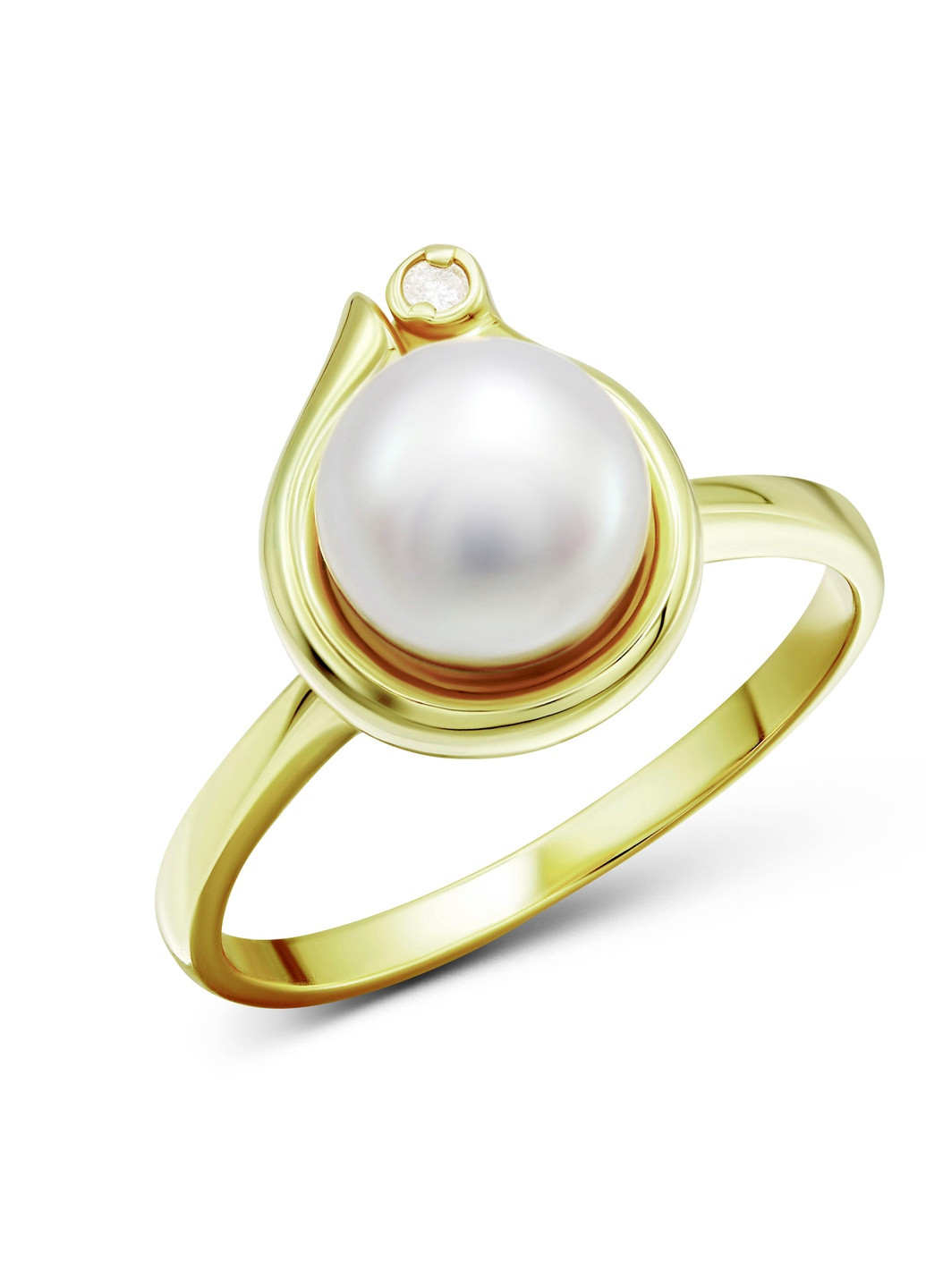 Каблучка з діамантом та перлиною у жовтому золоті 1К652-0005 Zarina (259371344)