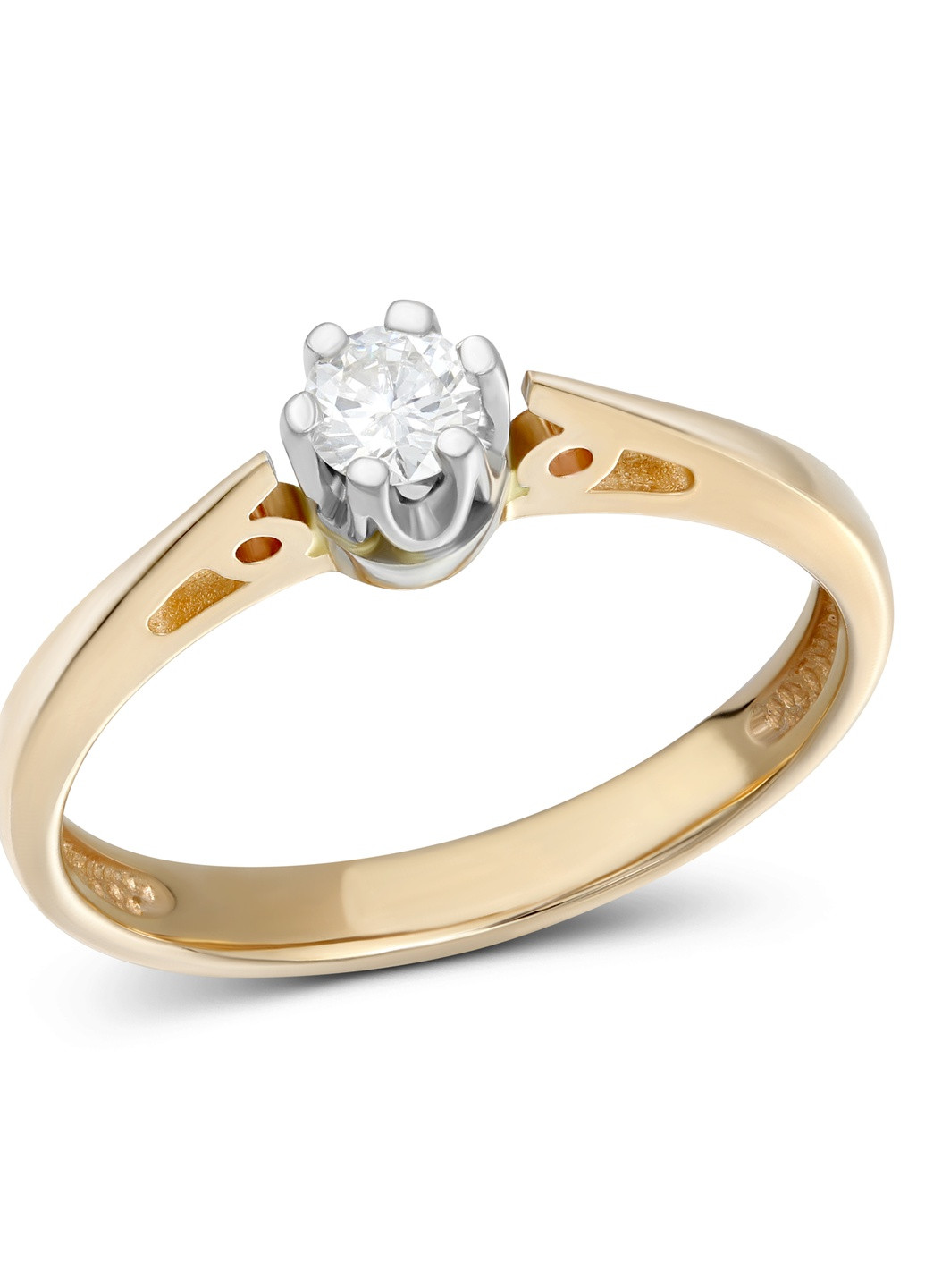 Каблучка з діамантом у біло-рожевому золоті 1К955-0066 Zarina (259371352)