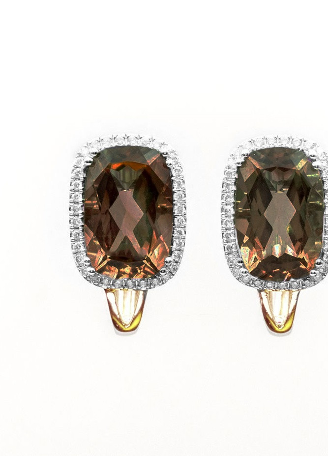 Сережки з діамантами та димчатим кварцем 1-110 168 Zarina (259389868)