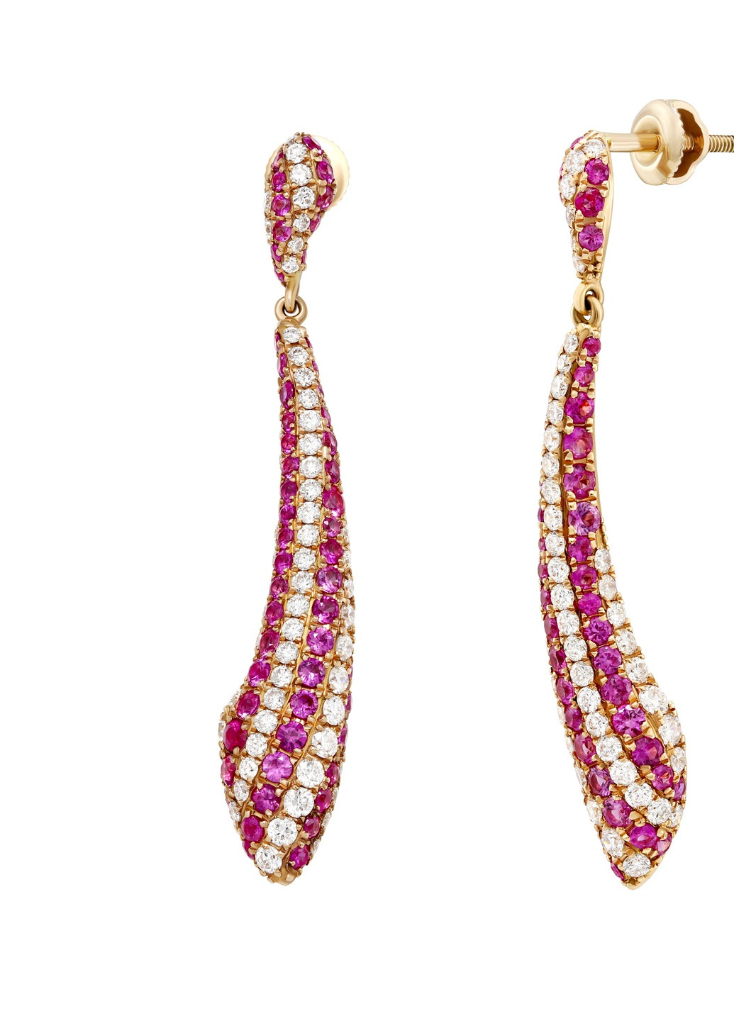 Серьги с бриллиантами и розовыми сапфирами в розовом золоте 1-146 994 Zarina (259389840)