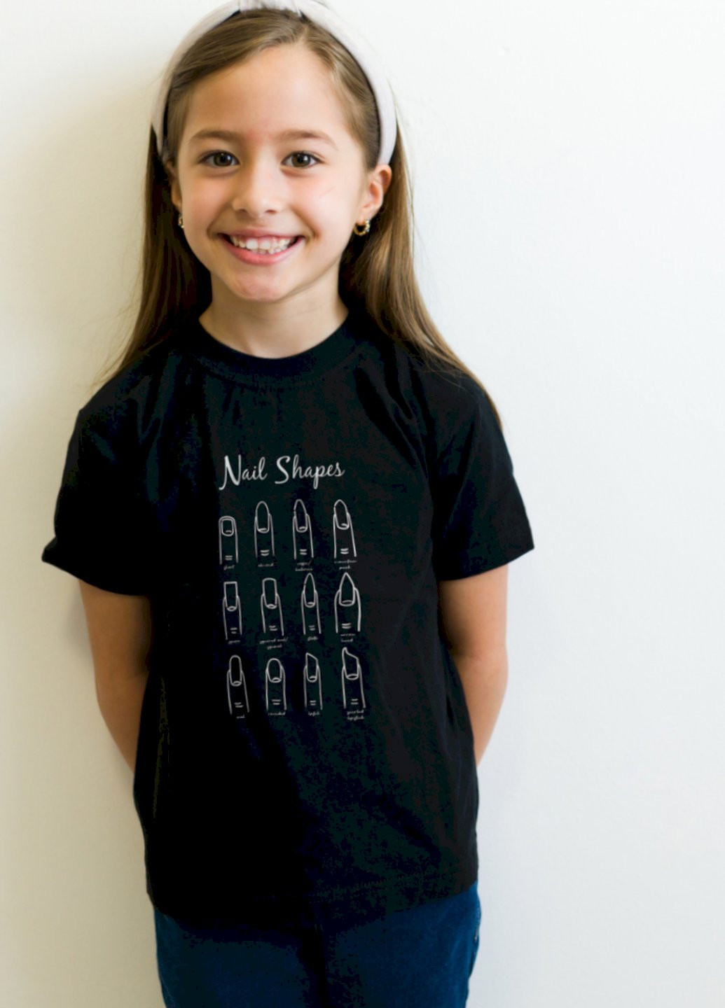 Черная демисезонная футболка детская черная "nails shapes" Young&Free