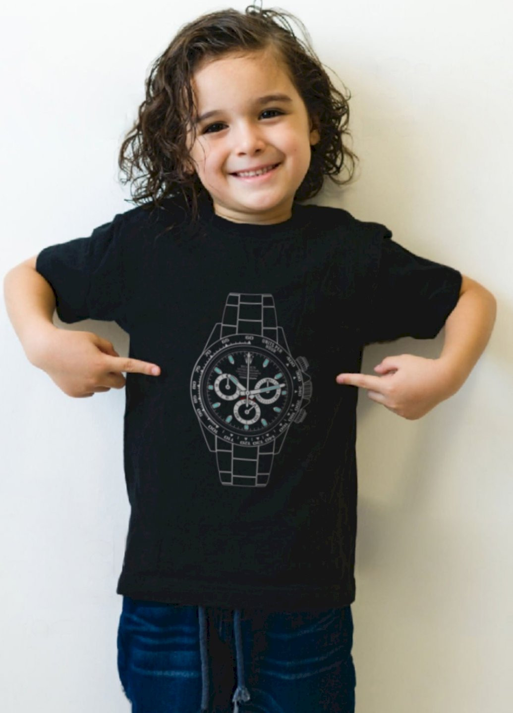 Черная демисезонная футболка детская черная "хронограф" Young&Free
