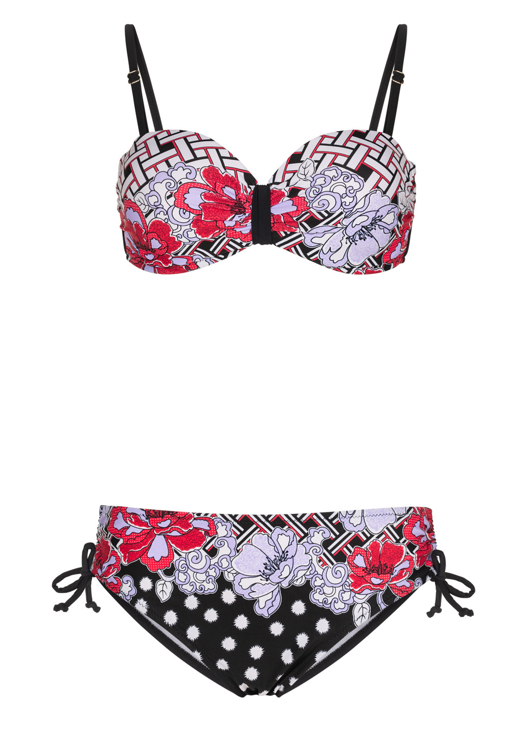 Чорний літній чорний роздільний купальник балконет роздільний, балконет Katia