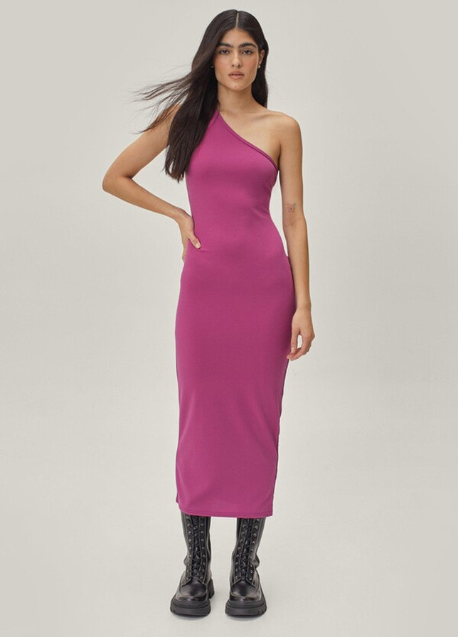 Фіолетова кежуал облягаюча сукня міді зі шнурівкою ззаду Nasty Gal однотонна