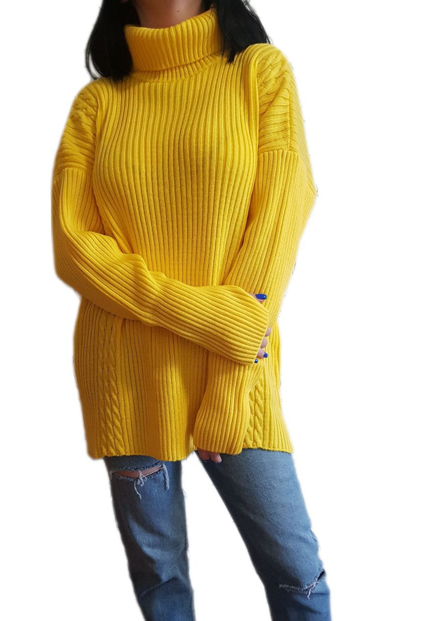 Желтый демисезонный свитер с разрезами Berta Lucci