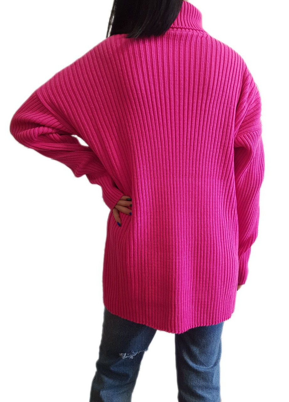 Фуксиновый демисезонный свитер с разрезами Berta Lucci