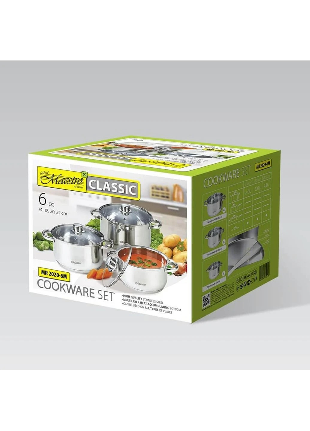 Набор кастрюль MR-2020-6M 6 предметов нержавеющая сталь Maestro (259447825)