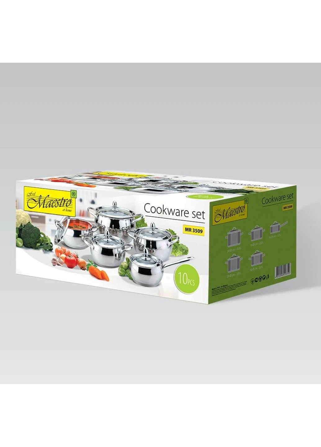 Набір посуду MR-3509-10 10 предметів срібний нержавіюча сталь Maestro (259447827)