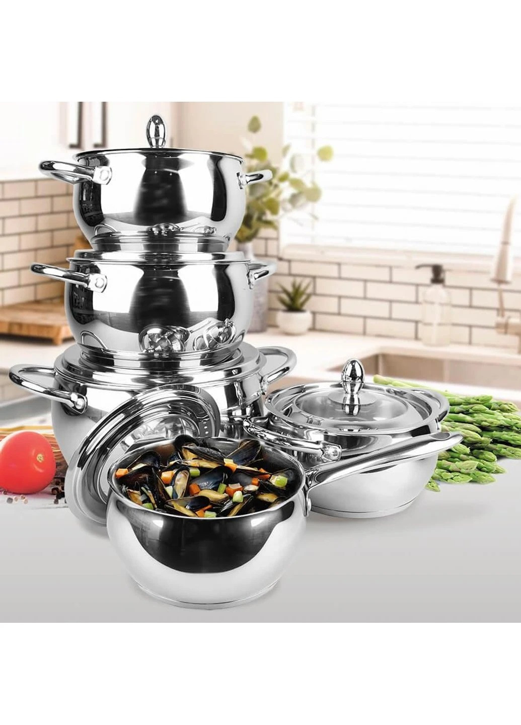 Набір посуду MR-3509-10 10 предметів срібний нержавіюча сталь Maestro (259447827)