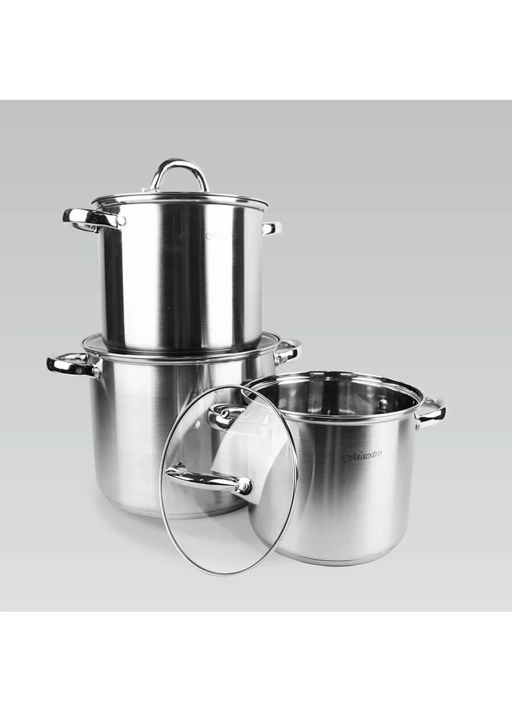Набор кастрюль MR-2023 6 предметов серебряные нержавеющая сталь Maestro (259447802)