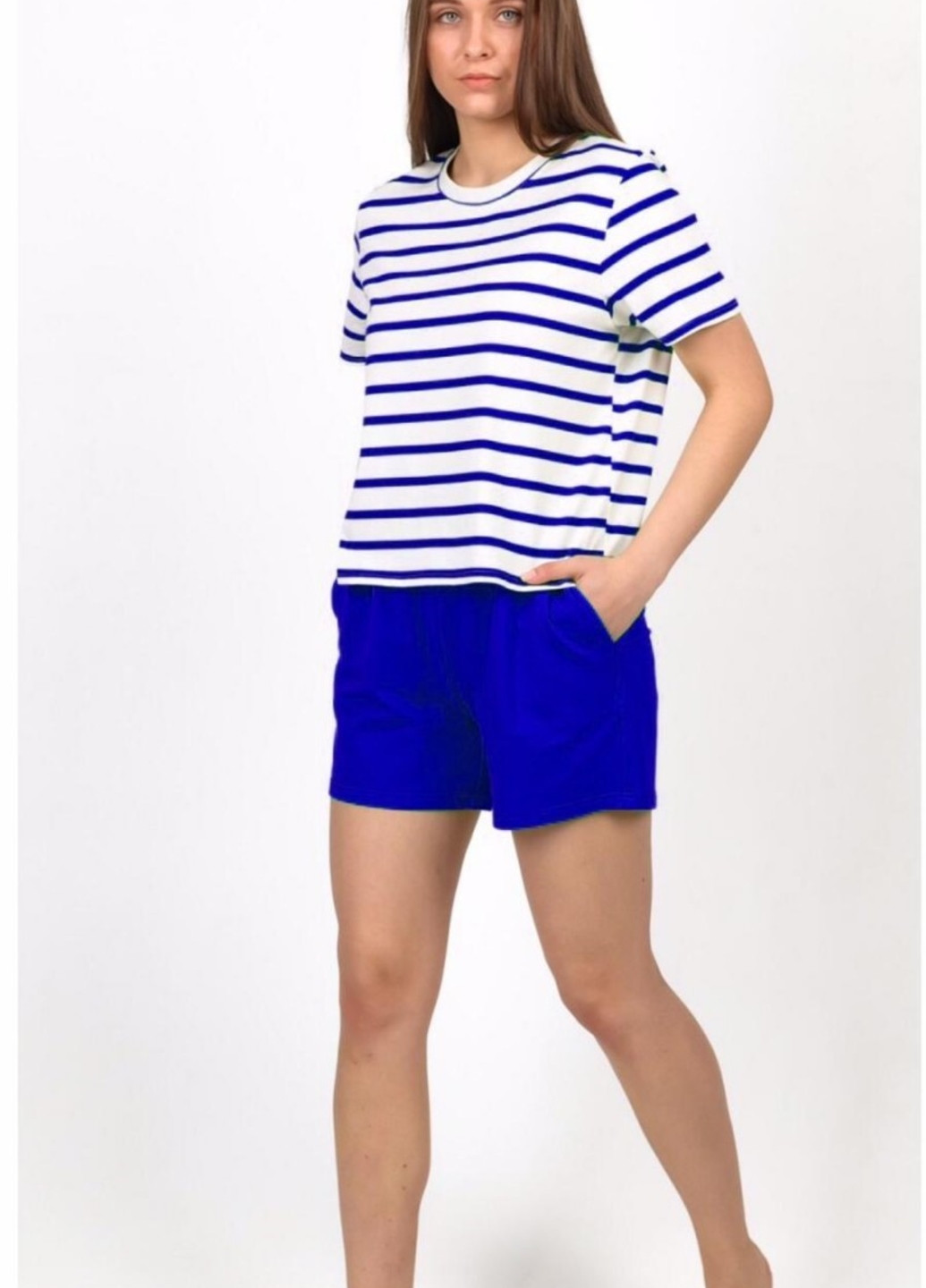 Женский хлопковый костюм шорты + футболка NEL (259447764)