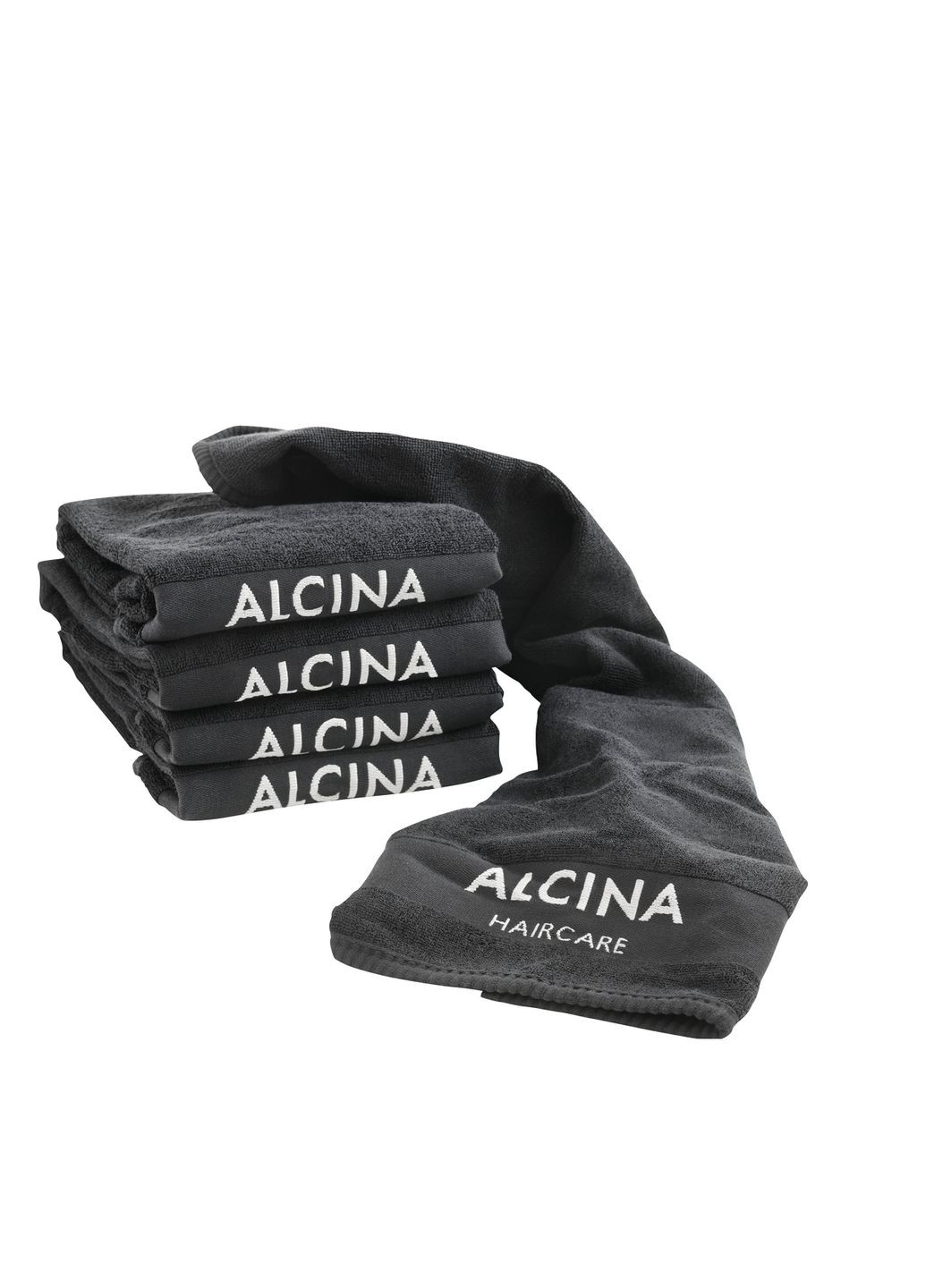 Alcina рушник косметологичний 5 шт чорні з логотипом 85х50 см (19541) логотип чорний виробництво - Німеччина