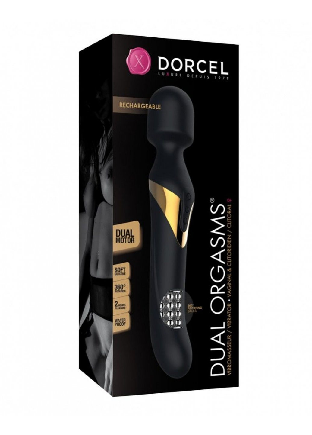 Вибромассажер 2-в-1 Dual Orgasms Gold классический массажер и вибратор с жемчужным массажем Dorcel (259450245)
