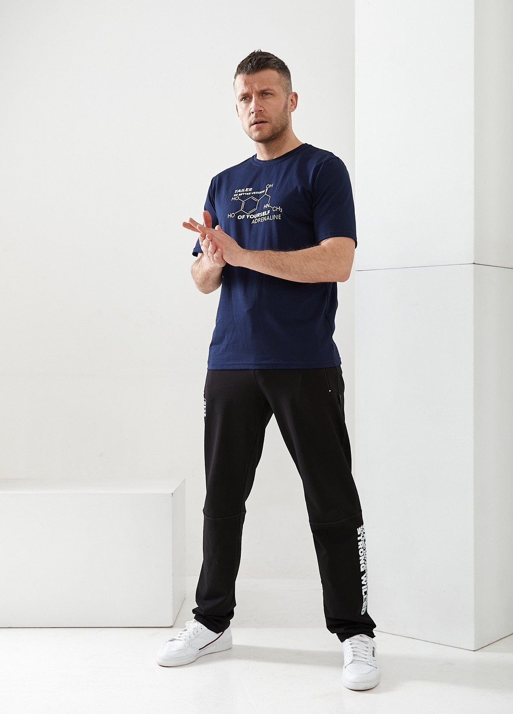 Темно-синяя футболка из стрейч трикотажа Tailer