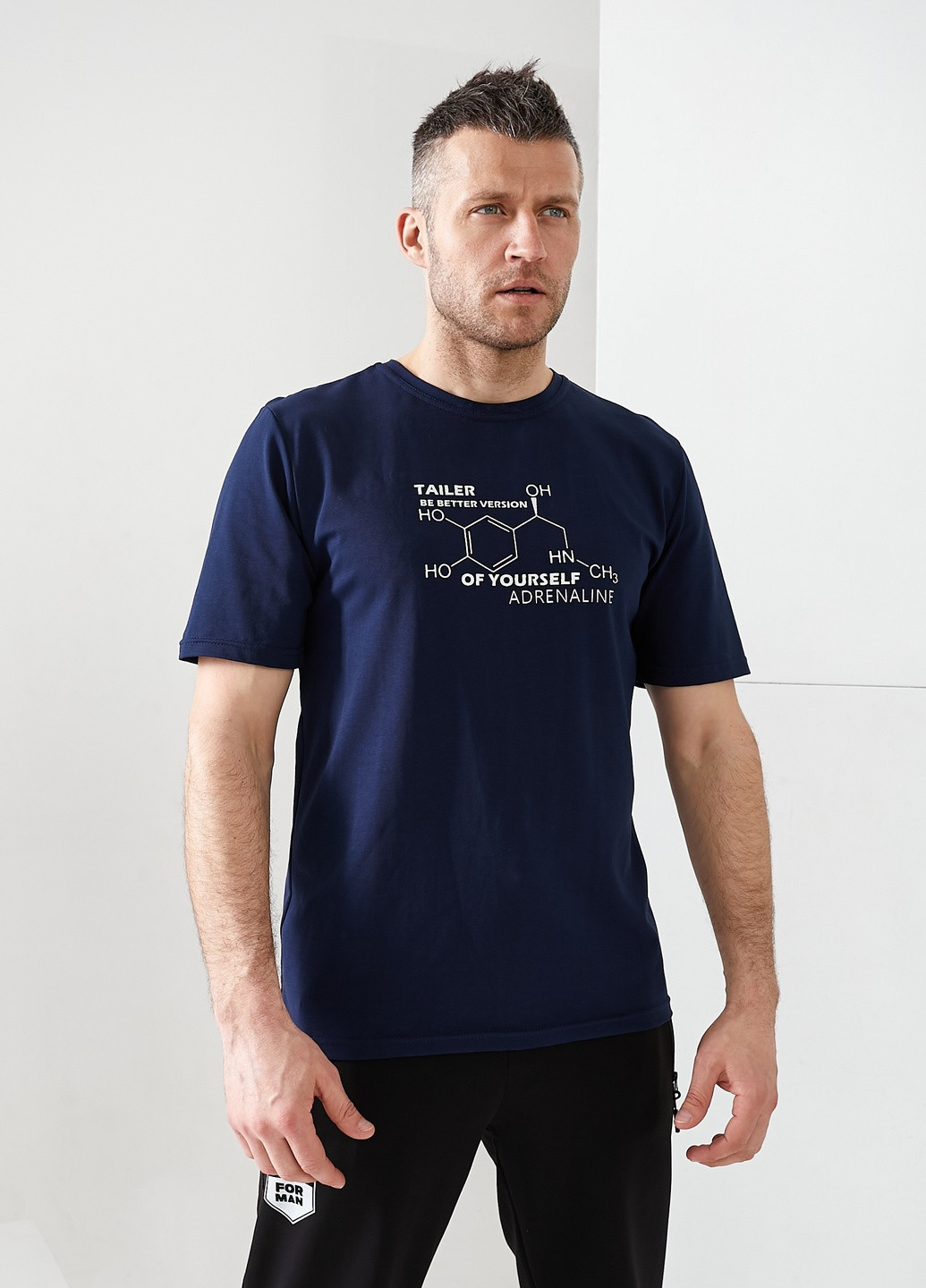 Темно-синяя футболка из стрейч трикотажа Tailer