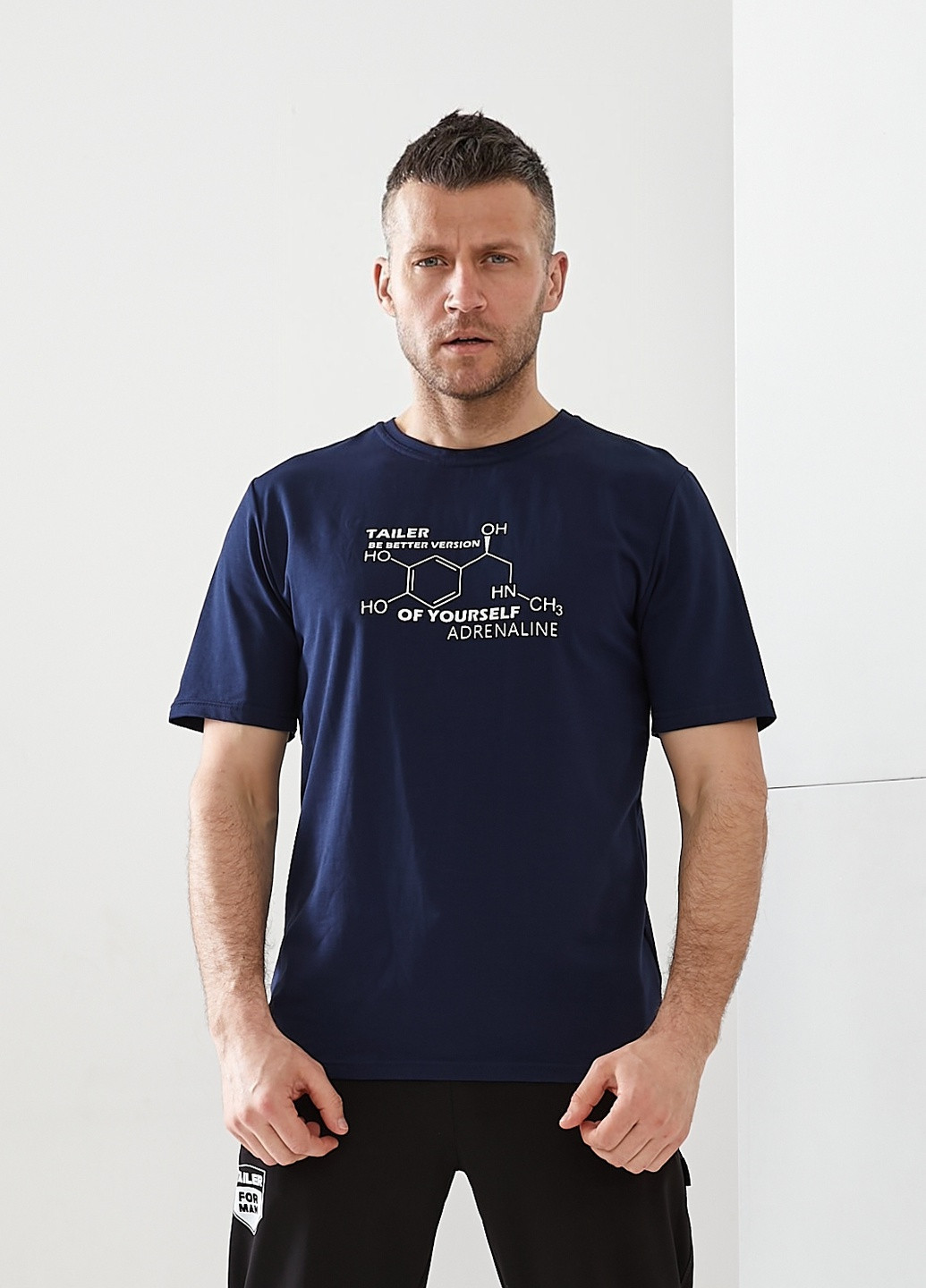 Темно-синяя футболка из стрейч трикотажа Tailer