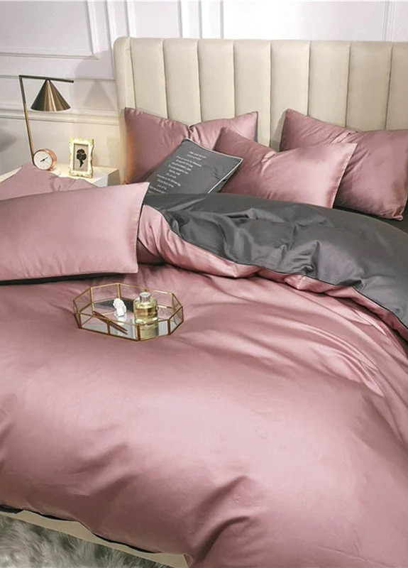 Постільна білизна ДУЕТ PINK SUNSET/ANTHRACITE Сатин однотон Двоспальний 550578-2 MERISET (259502094)