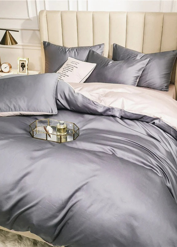 Постільна білизна ДУЕТ TRUE GREY/PLATINUM Сатин однотон Полуторний 550581-1 MERISET (259501796)