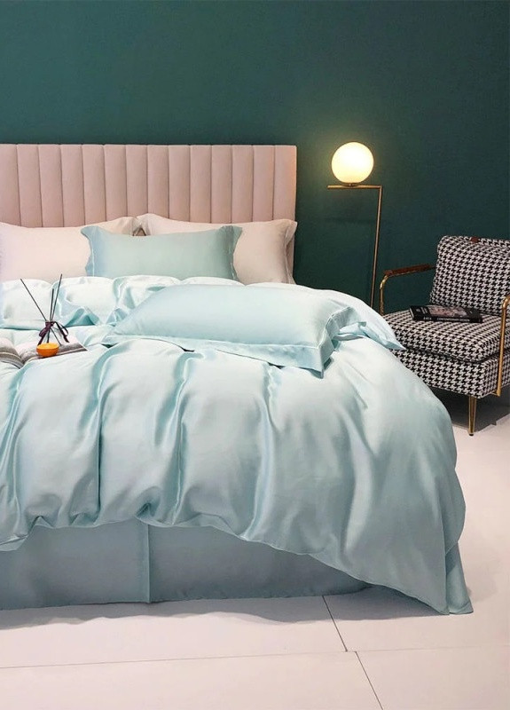 Постельное белье ICE BLUE Сатин однотон Семейный на резинке 550583-8 MERISET (259501816)