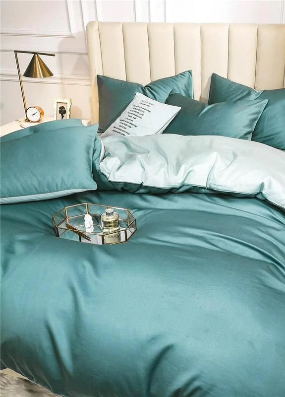 Постільна білизна ДУЕТ TURQUIOSE/ICE BLUE Сатин однотон Двоспальний 550584-2 MERISET (259501974)